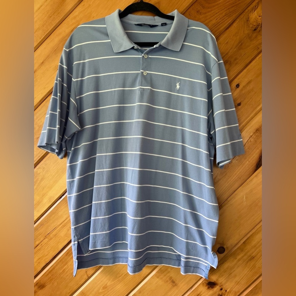 Polo Golf Ralph Lauren Light Blue Striped Shirt men’s XL Pima Cotton